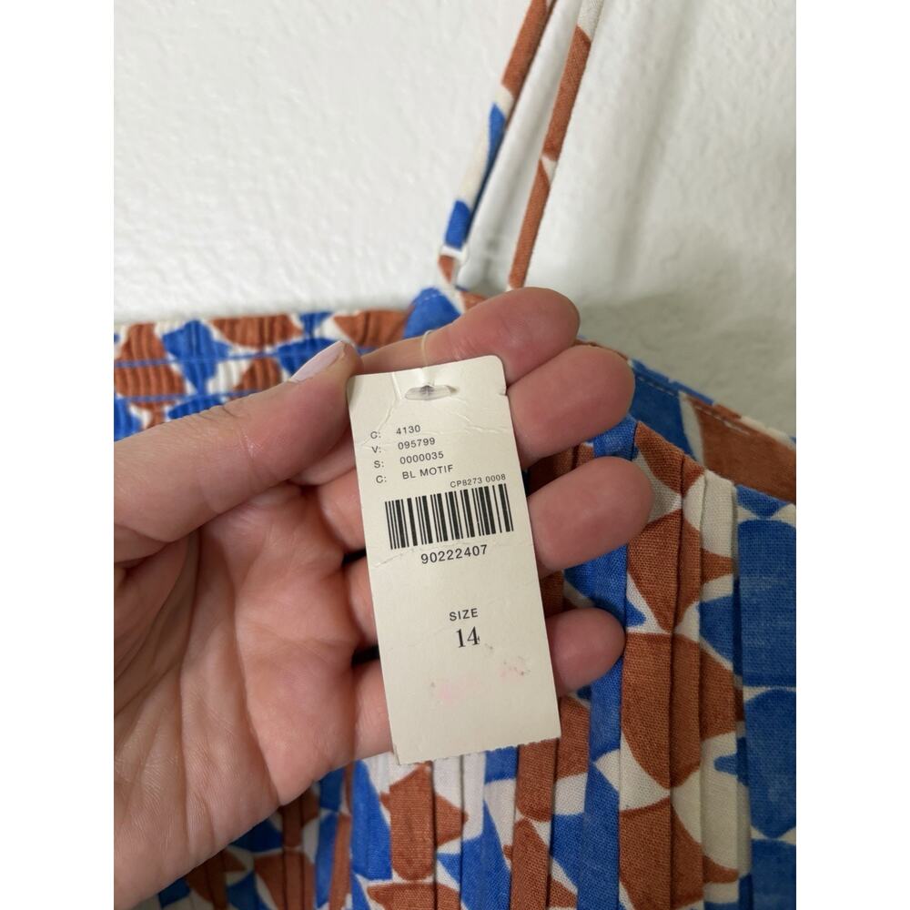NWT Anthropologie Maeve Ophelia Sleeveless Linen Slim Mini Dress Size 14 Retro - Picture 5 of 6
